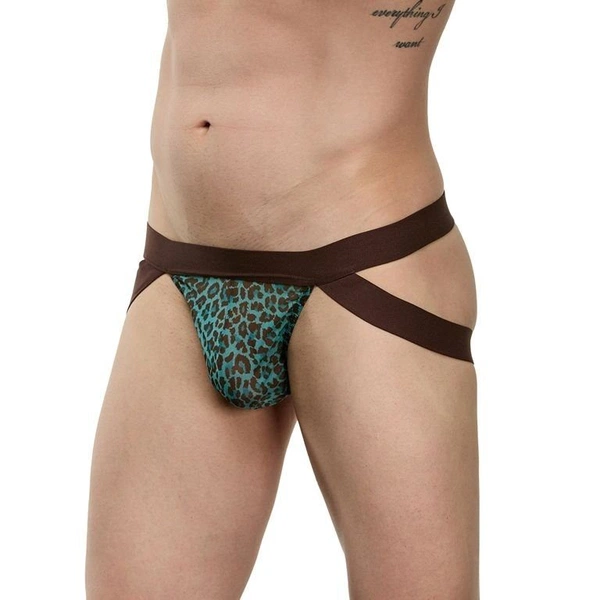La Blinque Erkek Mavi Leopar Jockstrap String 15728