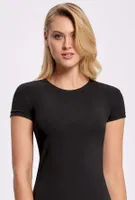 Likralı 0 Yaka Siyah T-shirt İlke 2261 Siyah