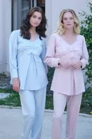Kazayağı Desenli Lohusa Üçlü Pijama Takım Bone Club 5529 Pudra detay görünüm