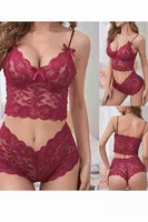 İnce Askılı Dantel Sütyen Külot Takım Merry See 3256 Kırmızı görsel 4