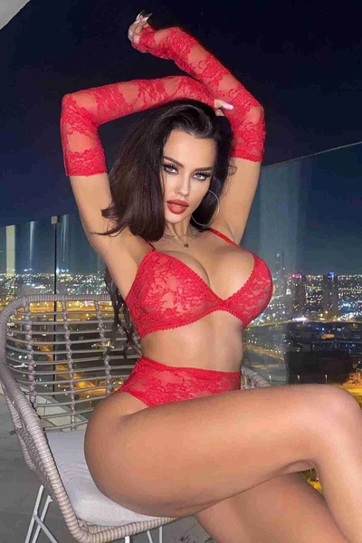 Eldivenli Fantazi Sütyen Külot Takım Kırmızı Merry See 4159