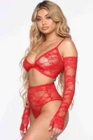 Eldivenli Fantazi Sütyen Külot Takım Kırmızı Merry See 4159 Kırmızı görsel 5