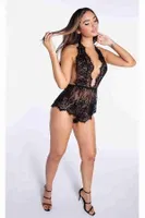 Merry See Şık Dantelli Gecelik Babydoll Bodysuit Tulum Siyah Siyah görsel 6