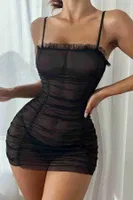 Fırfırlı Transparan Büzgülü Fantazi Gecelik Merry See MS2216 Siyah görsel 4