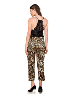 Moongirl Saten Sırtı Dantel Leopar Kadın Pijama Takım Moongirl 232 - Alternatif Görünüm