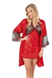 Moongirl Geniş Kollu 2Li Tüllü Saten Gecelik Takım Moongirl 266