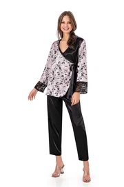 Moongirl Kruvaze Empirme Saten Kadın Pijama Takım Moongirl 573