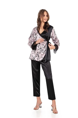 Moongirl Kruvaze Empirme Saten Kadın Pijama Takım Moongirl 573 - Alternatif Görünüm