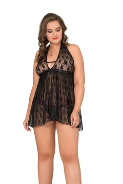 Moongirl Büyük Beden Kalın Askılı Kadın Tül Gecelik Moongirl MNL10021 - Alternatif Görünüm