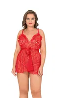 Göğsü Fırfırlı Büyük Beden Fantazi Kadın Tül Gecelik Moongirl MNL10025