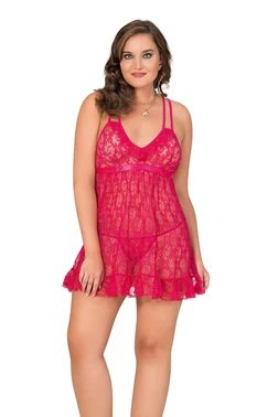 Moongirl Çift Askılı Büyük Beden Bayan Tül Gecelik Moongirl MNL10031