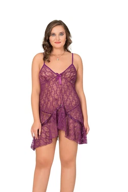 Moongirl Büyük Beden Dantel Asimetrik Kesim Tül Gecelik Moongirl MNL10034