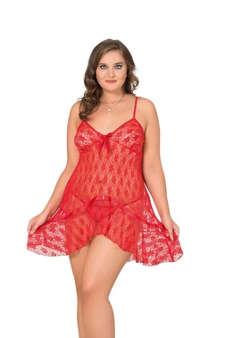 Moongirl Büyük Beden Dantel Asimetrik Kesim Tül Gecelik Moongirl MNL10034 - Alternatif Görünüm