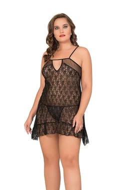 Moongirl Yakası Transparan Büyük Beden Fantazi Tül Gecelik Moongirl MNL10050 - Alternatif Görünüm