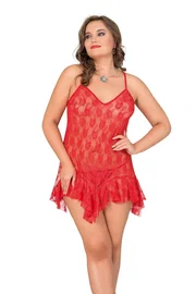 Moongirl Asimetrik Kesim Battal Beden Bayan Tül Gecelik Moongirl MNL 10055