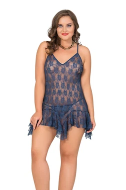 Moongirl Asimetrik Kesim Battal Beden Bayan Tül Gecelik Moongirl MNL 10055 - Alternatif Görünüm