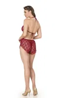 Boyundan Bağlamalı Fantazi Dantel Babydoll Moongirl MNL301 Bordo detay görünüm