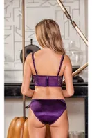 Mor Straplez Bralet Sütyen ve Slip Külot Takım Gallipoli MGP31571 Mor detay görünüm