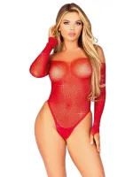 Transparan Taşlı Uzun Kollu Fantazi Body Nightlihgt 5540-1 Kırmızı farklı açı