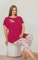 Pembe Kapri Büyük Beden Pijama Takımı Lady 10641 Pembe detay görünüm