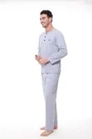 Düğmeli Yaka Büyük Beden Uzun Kollu Erkek Pijama Takım Pijadore 1412 detay görünüm