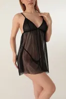 Sabit Askılı Transparan Mini Gecelik Miorre 001-001300 Siyah görsel 6
