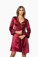 6Lı Saten Gelin Çeyiz Seti Pierre Cardin 6010 Bordo