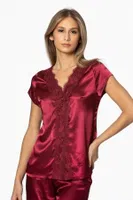 6Lı Saten Gelin Çeyiz Seti Pierre Cardin 6010 Bordo detay görünüm
