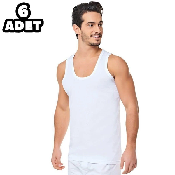 Seher Beyaz Erkek Penye Atlet 6'lı SER0001
