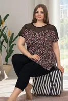 Siyah Büyük Beden Kapri Pijama Takımı Lady 10634 Siyah