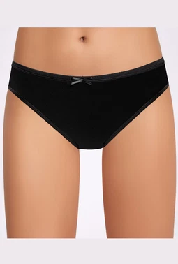 İlke Siyah %100 Pamuk Ribana Fiyonklu Bikini İlke 291