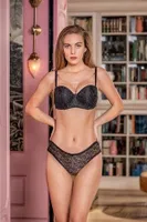 Siyah Simli Lotus Sütyen Slip Külot Takım Gallipoli MGP31541 Siyah
