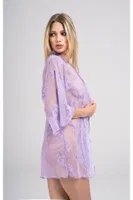 Transparan Dantelli Kadın Kimono String Takım Moonlight 9356 Lila detay görünüm