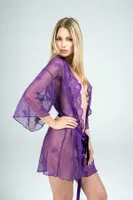 Transparan Dantelli Kadın Kimono String Takım Moonlight 9356 Mor görsel 4