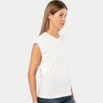 Bisiklet Yaka kısa Kollu Vatka Görünümlü T-shirt Türen 3401 Beyaz detay görünüm