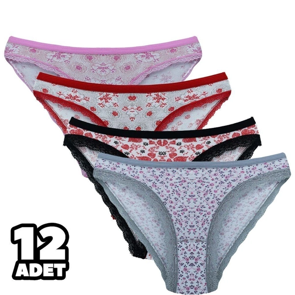 Fiora Karışık Desenli Kadın Bikini Külot 12Li Tutku 0542
