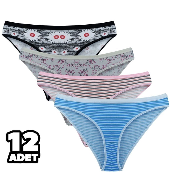 Karışık Desenli Kumru Bayan Bikini 12Li Tutku 0547