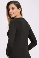 Unisex Viskon Kışlık Uzun Kollu Üst İlke 1301 Siyah detay görünüm