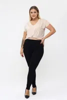 Battal Beden Şardonlu Çelikli Yüksek Bel Tayt Vogsing 331 Siyah