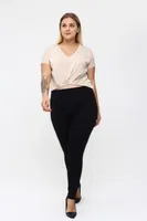 Battal Beden Şardonlu Çelikli Yüksek Bel Tayt Vogsing 331 Siyah detay görünüm