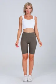 Vogsing Yeşil Fitilli Dalgıç Yüksek Belli Kadın Kısa Tayt Şort Vogsing 366