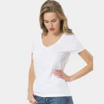 Wtshirt Milano Kısa Kollu V Yaka Kadın Tshirt Beyaz