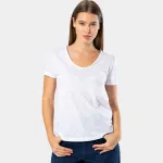 Geniş Yuvarlak Yaka Kısa Kollu Wtshirt Paris Kadın Tshirt Beyaz detay görünüm