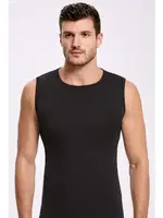 Siyah Bisiklet Yaka Pamuklu Kolsuz Erkek Atlet Badi İlke 1007