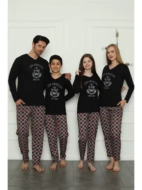 Akbeniz Anne Kız Penye Kare Desenli Pijama Takım Akbeniz 50111