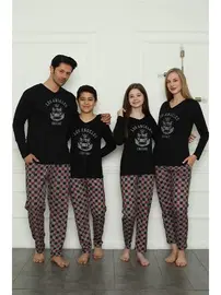 Akbeniz Anne Kız Penye Kare Desenli Pijama Takım Akbeniz 50111