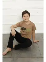 Baba Oğul Cotton Kısa Kollu Pijama Takım Akbeniz 50102 Bej görsel 5