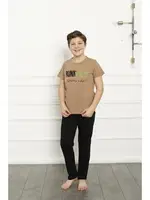 Baba Oğul Cotton Kısa Kollu Pijama Takım Akbeniz 50102 Bej görsel 6