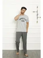 Cepli Baba Oğul Gri Aile Pijama Takım Akbeniz 50102 Gri görsel 4