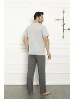 Cepli Baba Oğul Gri Aile Pijama Takım Akbeniz 50102 Gri görsel 7